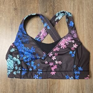 Lululemon Floral Brown Medium Support Active Sports Bra Size 8